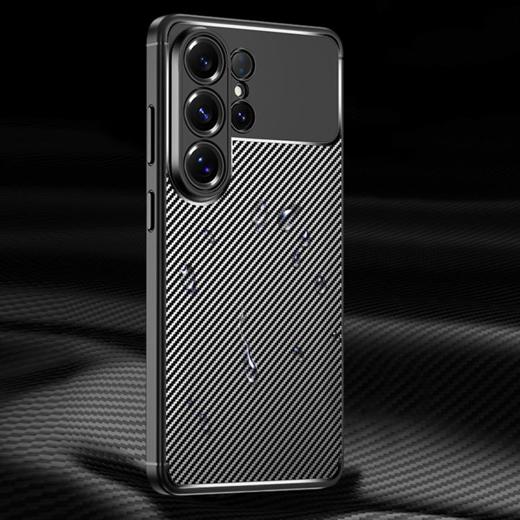 For Samsung Galaxy S26 Ultra 5G Carbon Fiber Texture Shockproof TPU Phone Case - Black