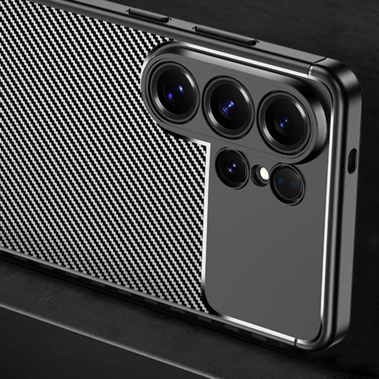 For Samsung Galaxy S26 Ultra 5G Carbon Fiber Texture Shockproof TPU Phone Case - Black