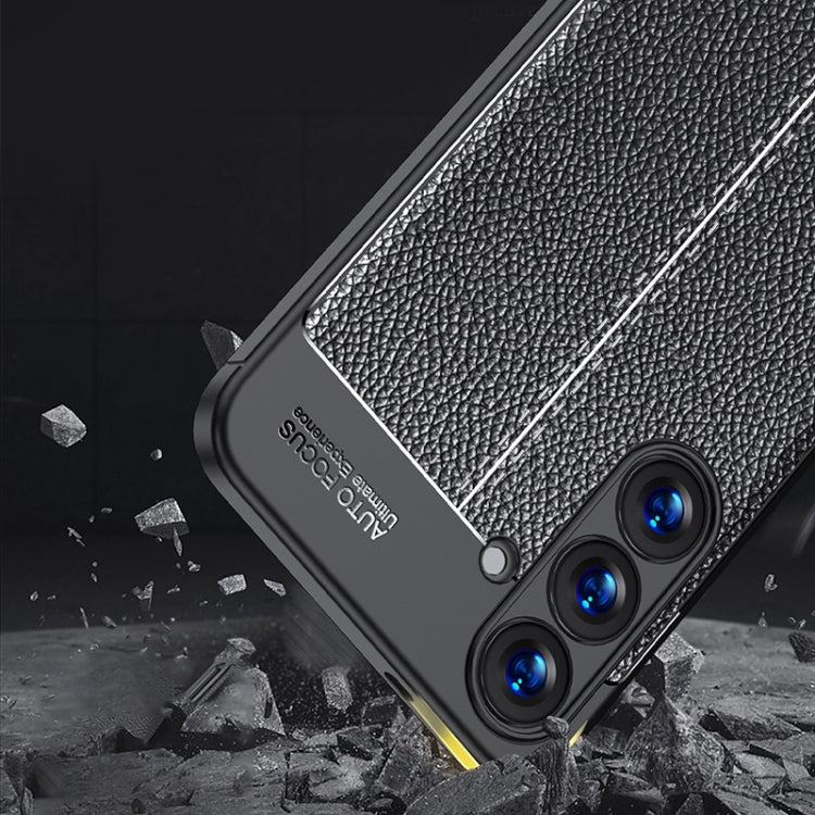 For Samsung Galaxy S25+ 5G Litchi Texture Shockproof TPU Phone Case - Black