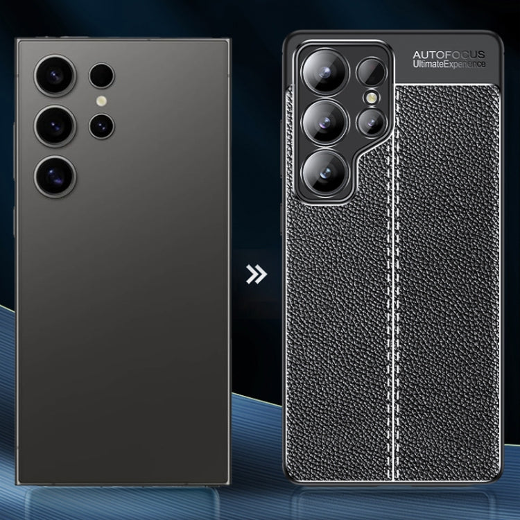 For Samsung Galaxy S25 Ultra 5G Litchi Texture Shockproof TPU Phone Case - Black