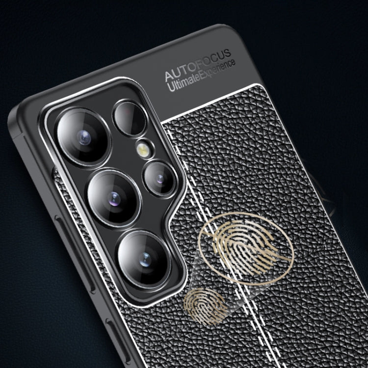 For Samsung Galaxy S25 Ultra 5G Litchi Texture Shockproof TPU Phone Case - Black