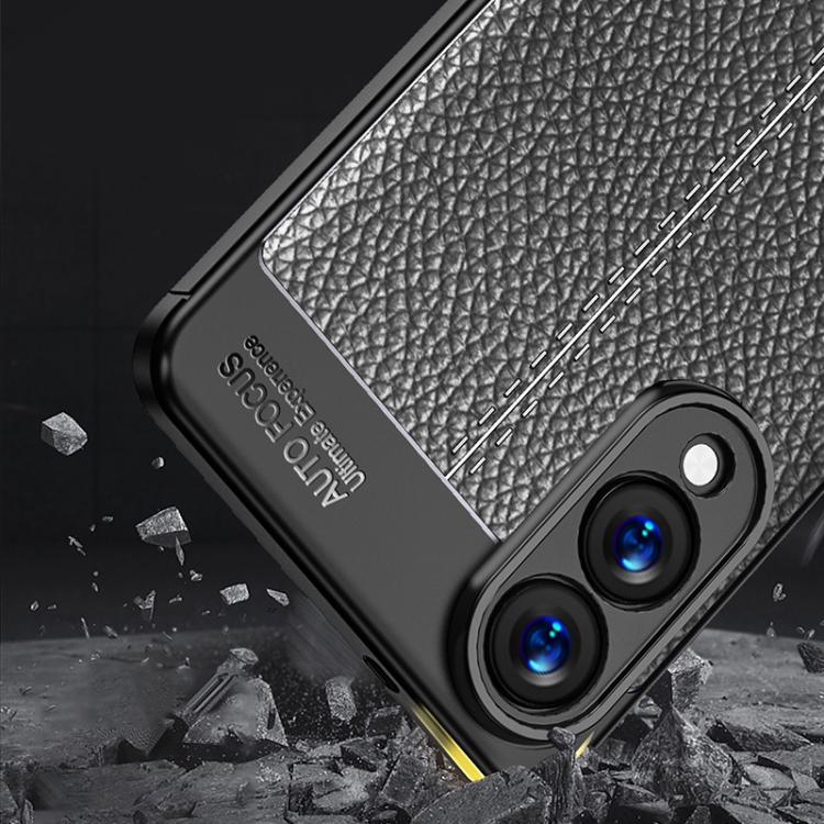 For Samsung Galaxy S25 Edge 5G Litchi Texture Shockproof TPU Phone Case - Black