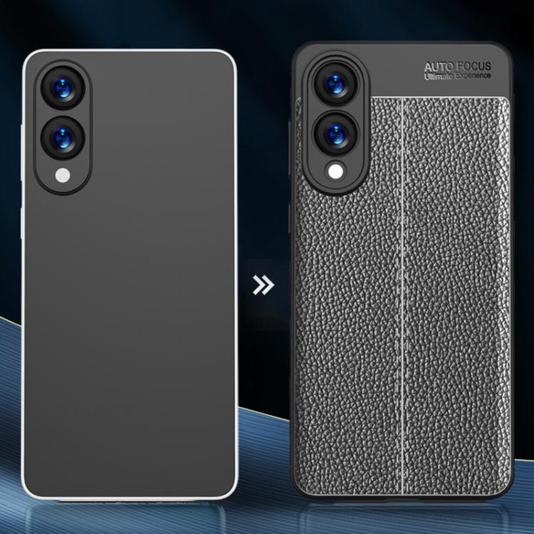 For Samsung Galaxy S25 Edge 5G Litchi Texture Shockproof TPU Phone Case - Black
