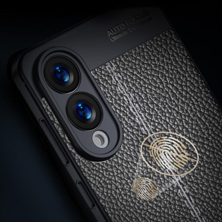 For Samsung Galaxy S25 Edge 5G Litchi Texture Shockproof TPU Phone Case - Black
