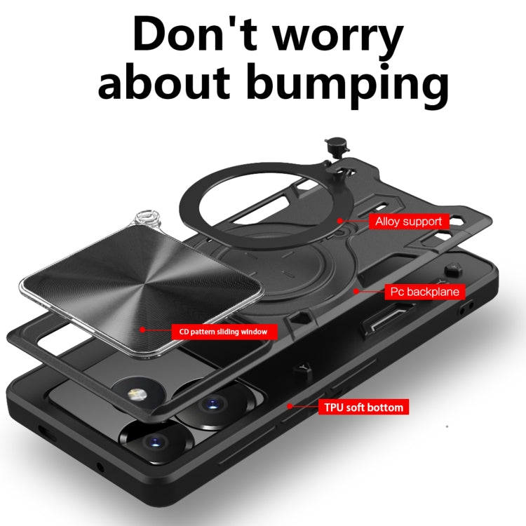 For Xiaomi Poco F6 CD Texture Sliding Camshield Magnetic Holder Phone Case