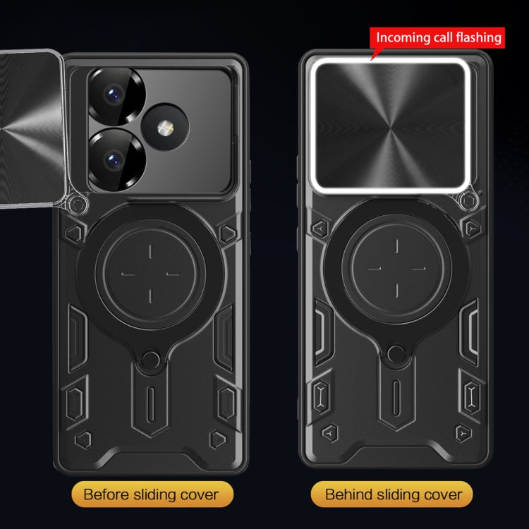 For Xiaomi Poco F6 CD Texture Sliding Camshield Magnetic Holder Phone Case