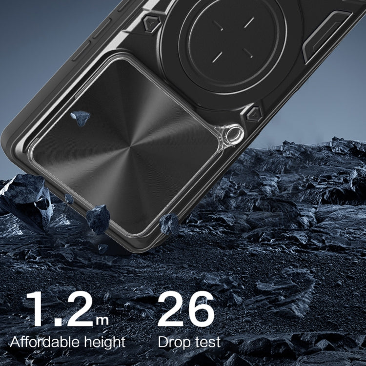 For Xiaomi Poco F6 CD Texture Sliding Camshield Magnetic Holder Phone Case