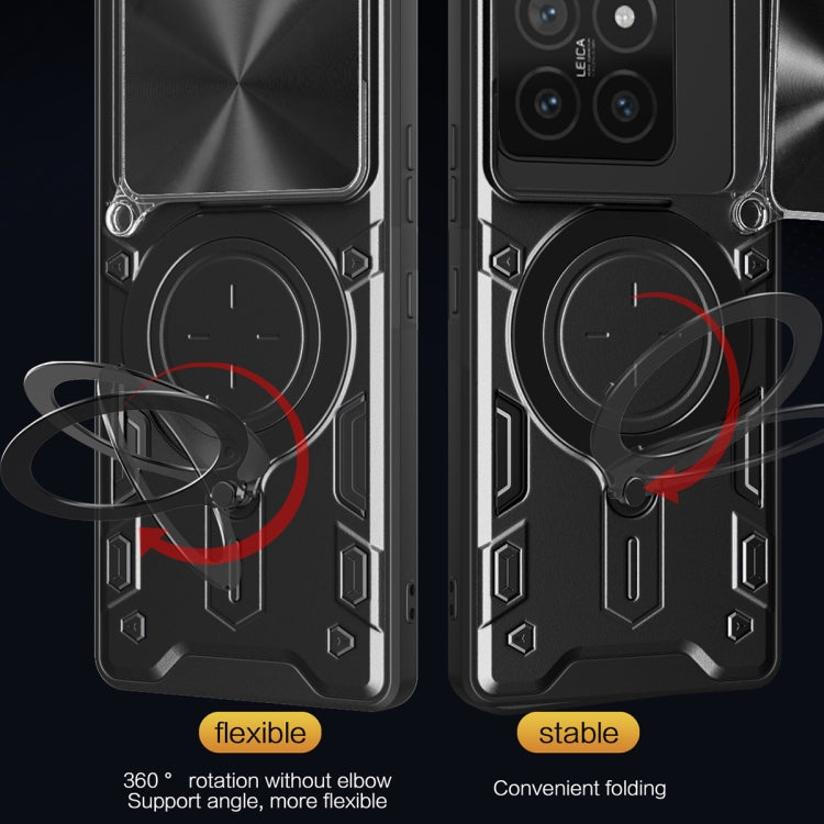 For Xiaomi 14T 5G CD Texture Sliding Camshield Magnetic Holder Phone Case