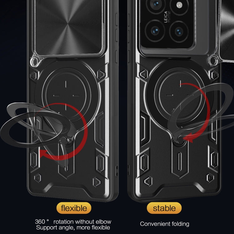 For Xiaomi 14T Pro 5G CD Texture Sliding Camshield Magnetic Holder Phone Case