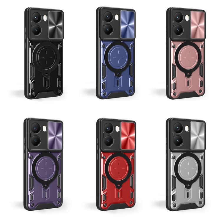 For Xiaomi Poco X7 Pro 5G Global CD Texture Sliding Camshield Magnetic Holder Phone Case