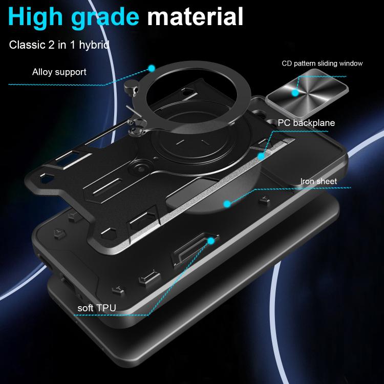 For Xiaomi Poco X7 Pro 5G Global CD Texture Sliding Camshield Magnetic Holder Phone Case