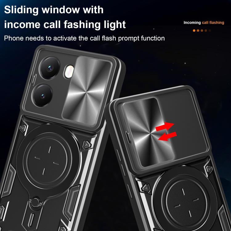 For Xiaomi Poco X7 Pro 5G Global CD Texture Sliding Camshield Magnetic Holder Phone Case