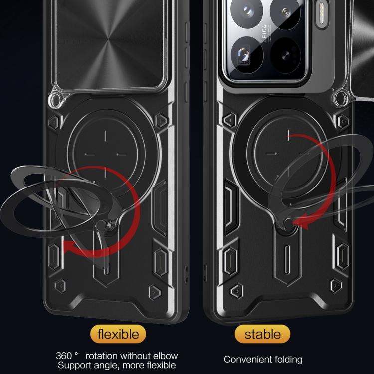 For Xiaomi 15 CD Texture Sliding Camshield Magnetic Holder Phone Case