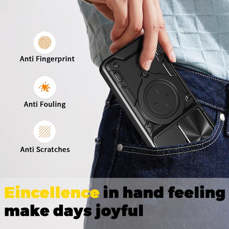 For Xiaomi Poco M7 4G 169mm CD Texture Sliding Camshield Magnetic Holder Phone Case