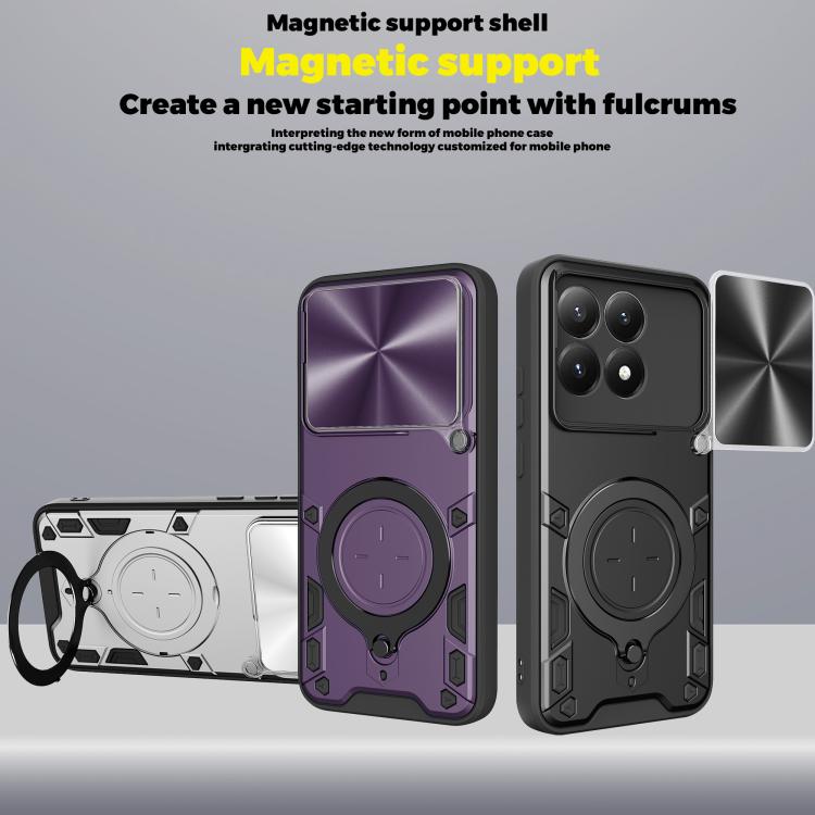 For Xiaomi 15T 5G CD Texture Sliding Camshield Magnetic Holder Phone Case
