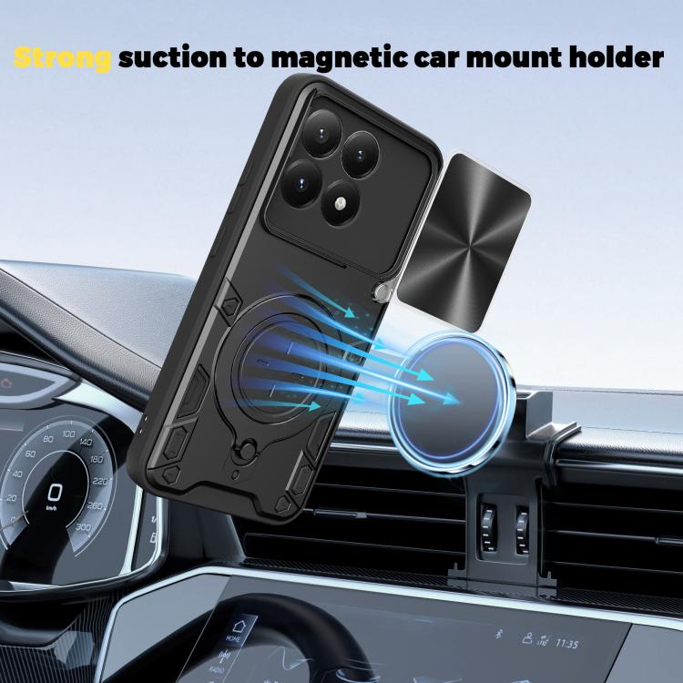 For Xiaomi 15T 5G CD Texture Sliding Camshield Magnetic Holder Phone Case