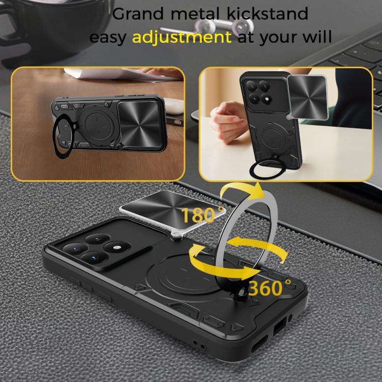 For Xiaomi 15T 5G CD Texture Sliding Camshield Magnetic Holder Phone Case