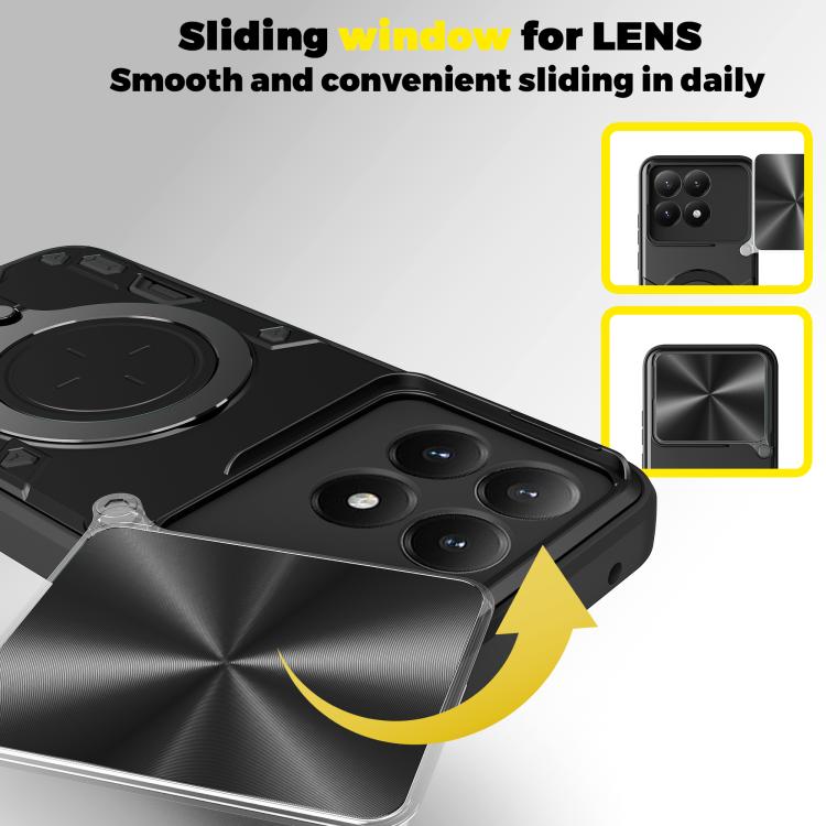 For Xiaomi 15T 5G CD Texture Sliding Camshield Magnetic Holder Phone Case