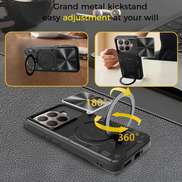 For Xiaomi 15T Pro 5G CD Texture Sliding Camshield Magnetic Holder Phone Case