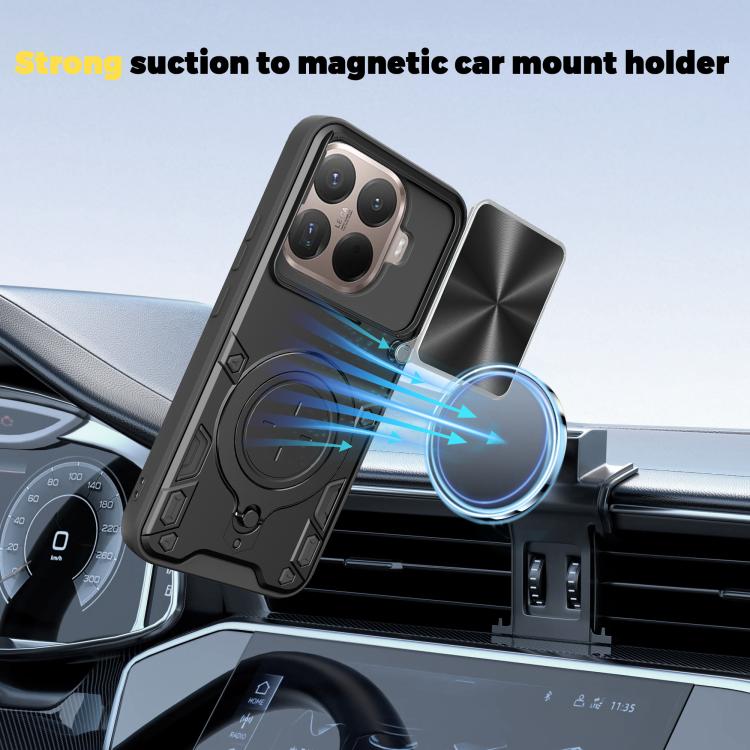 For Xiaomi 15T Pro 5G CD Texture Sliding Camshield Magnetic Holder Phone Case
