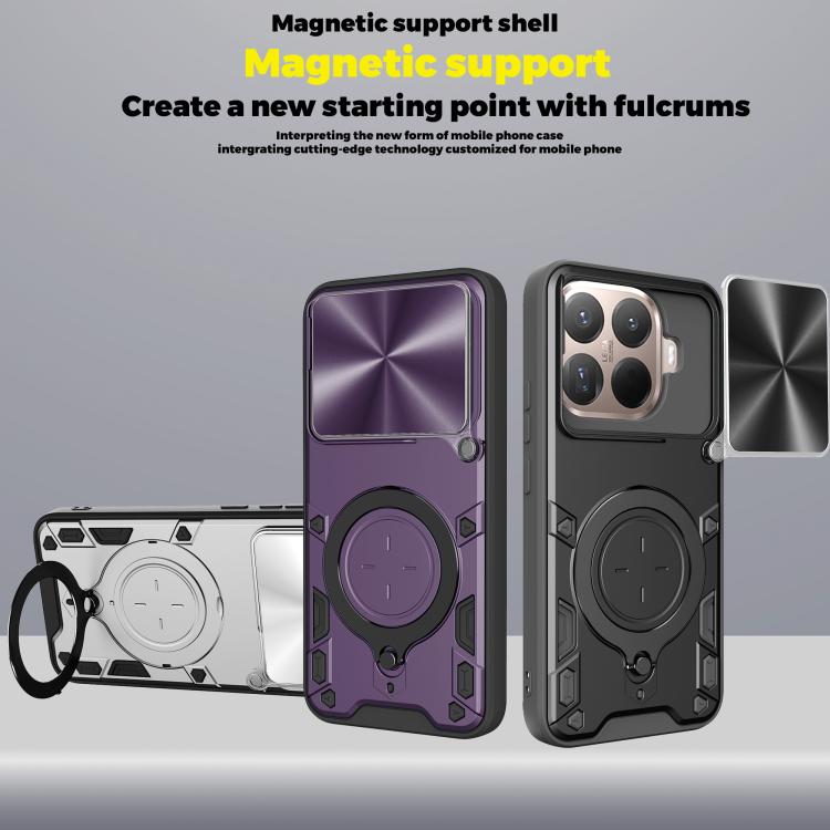 For Xiaomi 15T Pro 5G CD Texture Sliding Camshield Magnetic Holder Phone Case