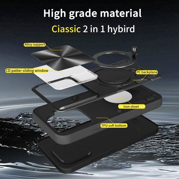 For Xiaomi 15T Pro 5G CD Texture Sliding Camshield Magnetic Holder Phone Case