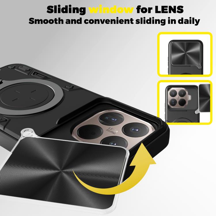 For Xiaomi 15T Pro 5G CD Texture Sliding Camshield Magnetic Holder Phone Case