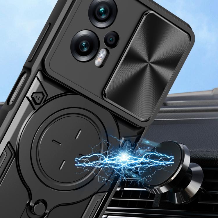 For Xiaomi Poco X4 GT CD Texture Sliding Camshield Magnetic Holder Phone Case