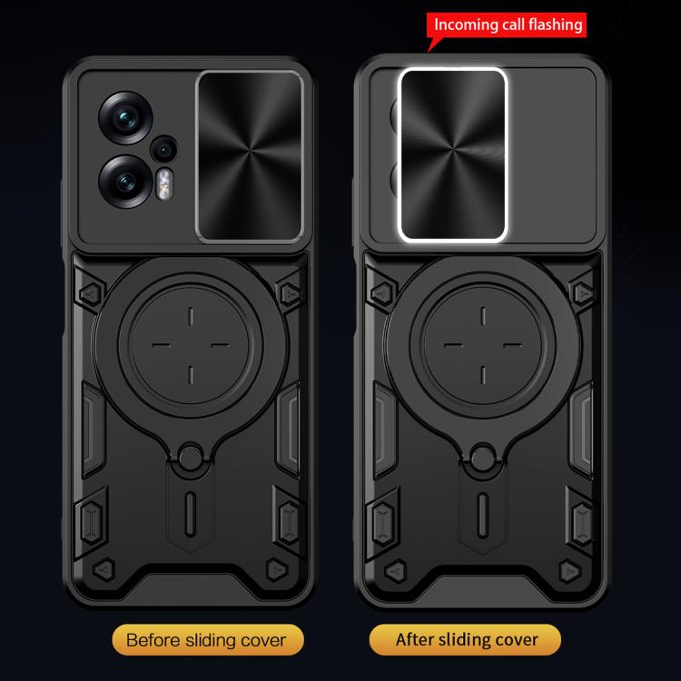 For Xiaomi Poco X4 GT CD Texture Sliding Camshield Magnetic Holder Phone Case