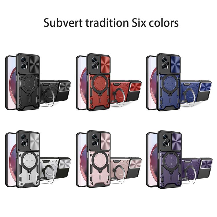 For Xiaomi Poco X4 GT CD Texture Sliding Camshield Magnetic Holder Phone Case