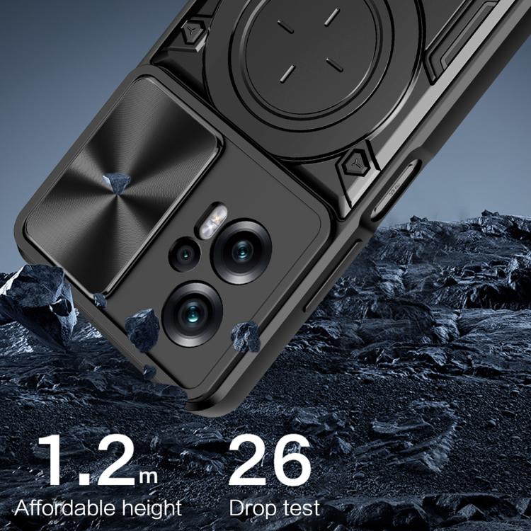 For Xiaomi Poco X4 GT CD Texture Sliding Camshield Magnetic Holder Phone Case