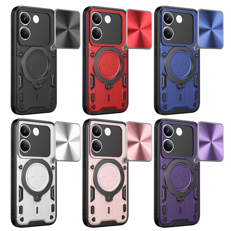 For Xiaomi Poco X8 Pro 5G CD Texture Sliding Camshield Magnetic Holder Phone Case