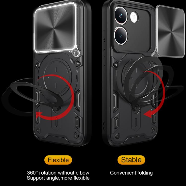 For Xiaomi Poco X8 Pro 5G CD Texture Sliding Camshield Magnetic Holder Phone Case