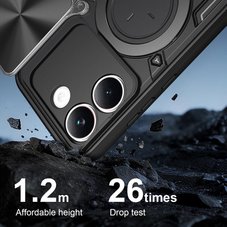 For Xiaomi Poco X8 Pro 5G CD Texture Sliding Camshield Magnetic Holder Phone Case