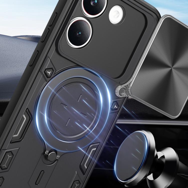 For Xiaomi Poco X8 Pro 5G CD Texture Sliding Camshield Magnetic Holder Phone Case