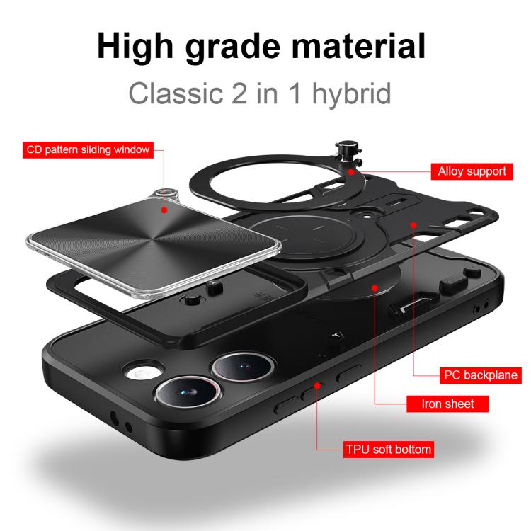For Xiaomi Poco X8 Pro 5G CD Texture Sliding Camshield Magnetic Holder Phone Case