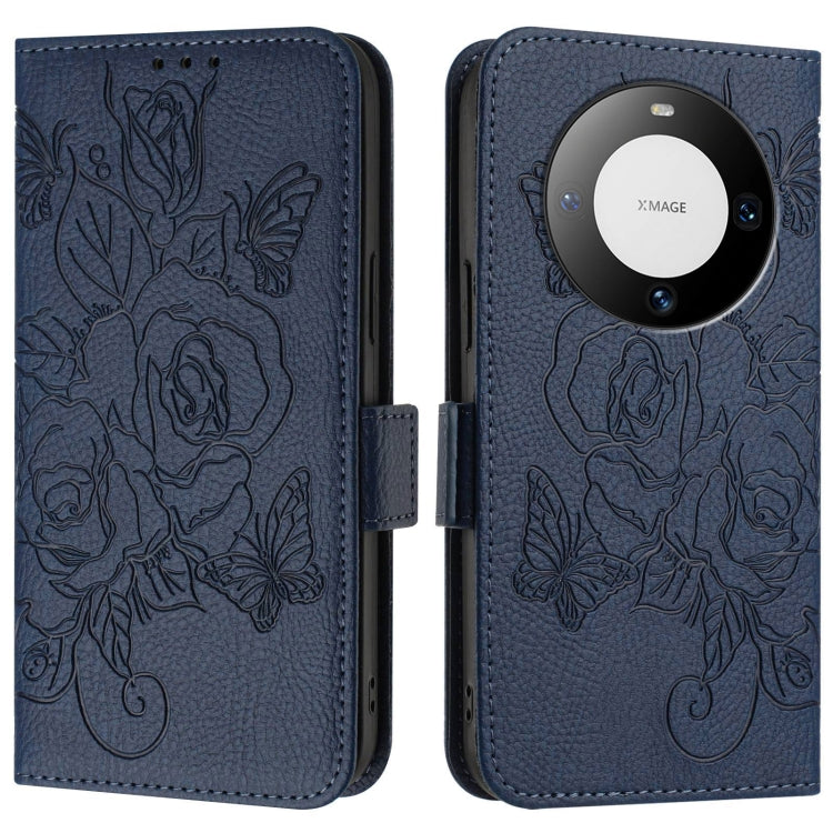 For Huawei Mate 60 Pro / 60 Pro+ Embossed Rose RFID Anti-theft Leather Phone Case