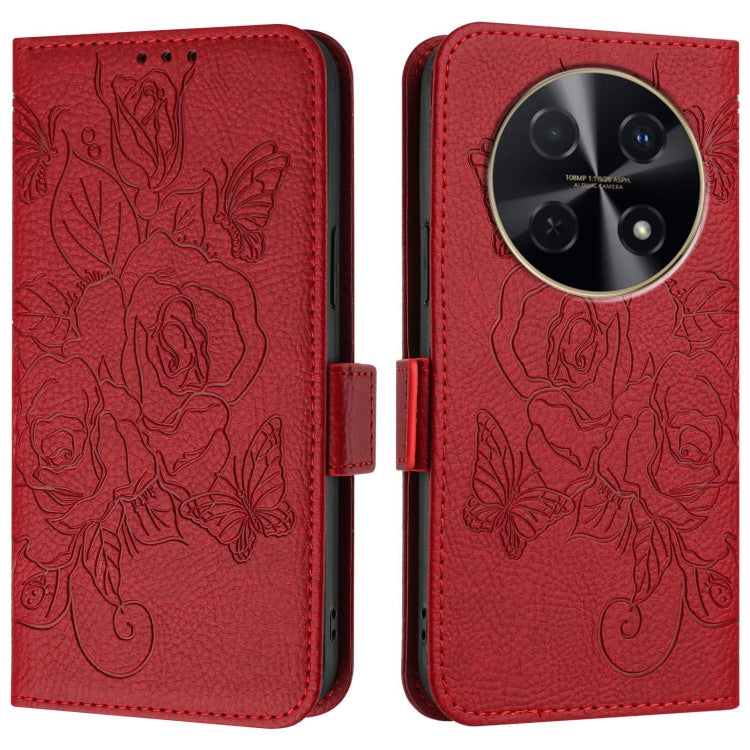 For Huawei nova 12i 4G Embossed Rose RFID Anti-theft Leather Phone Case