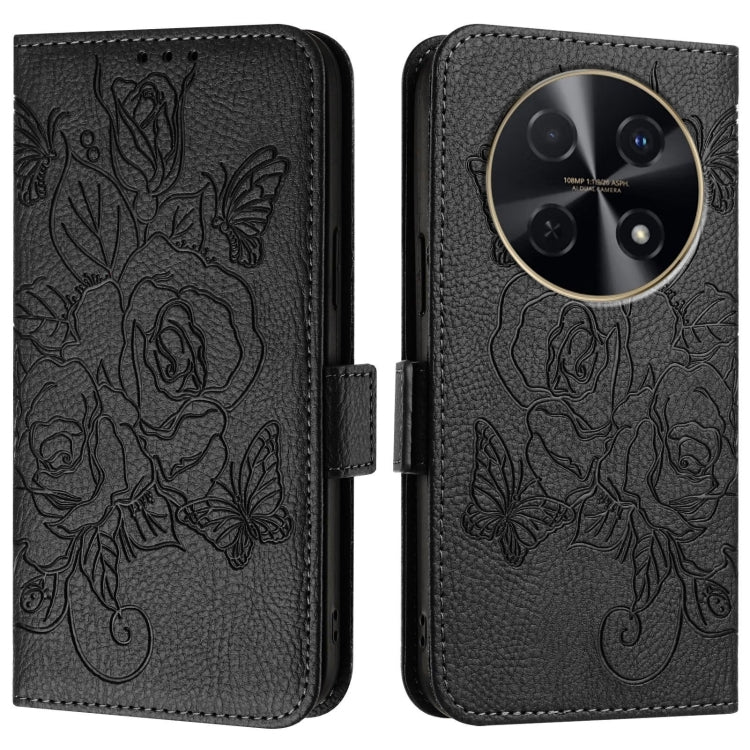 For Huawei nova 12i 4G Embossed Rose RFID Anti-theft Leather Phone Case
