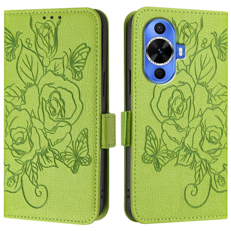 For Huawei nova 12s 4G Embossed Rose RFID Anti-theft Leather Phone Case