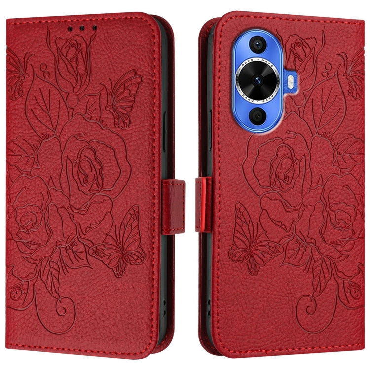 For Huawei nova 12s 4G Embossed Rose RFID Anti-theft Leather Phone Case
