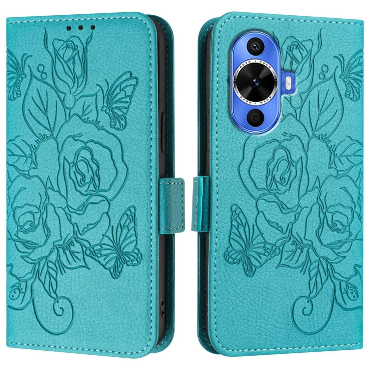 For Huawei nova 12s 4G Embossed Rose RFID Anti-theft Leather Phone Case