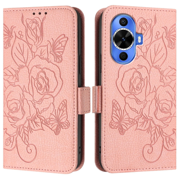 For Huawei nova 12s 4G Embossed Rose RFID Anti-theft Leather Phone Case