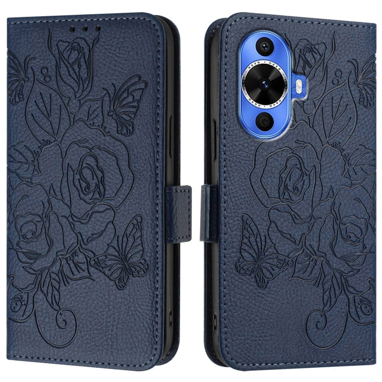 For Huawei nova 12s 4G Embossed Rose RFID Anti-theft Leather Phone Case