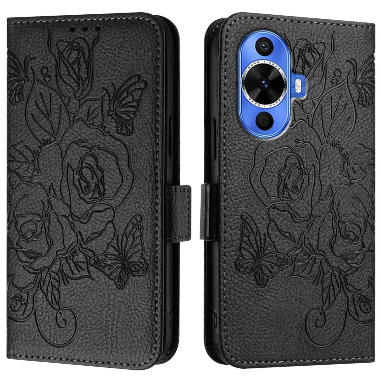 For Huawei nova 12s 4G Embossed Rose RFID Anti-theft Leather Phone Case