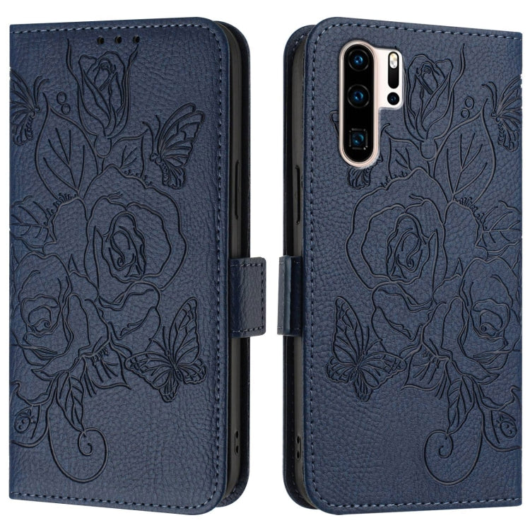For Huawei P30 Pro Embossed Rose RFID Anti-theft Leather Phone Case