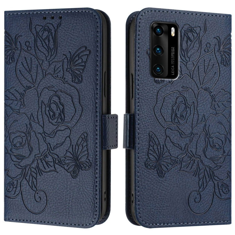 For Huawei P40 Embossed Rose RFID Anti-theft Leather Phone Case