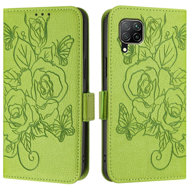 For Huawei P40 Lite / nova 6 SE Embossed Rose RFID Anti-theft Leather Phone Case