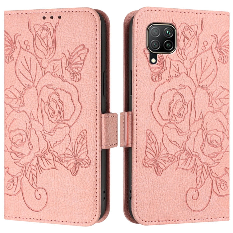 For Huawei P40 Lite / nova 6 SE Embossed Rose RFID Anti-theft Leather Phone Case