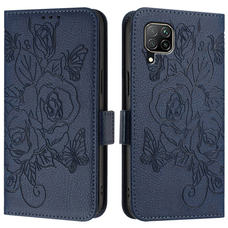 For Huawei P40 Lite / nova 6 SE Embossed Rose RFID Anti-theft Leather Phone Case
